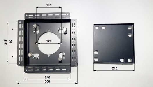 Решетка теневая под плитку РТМ 240х240мм для вентилятора d125мм черная металлическая